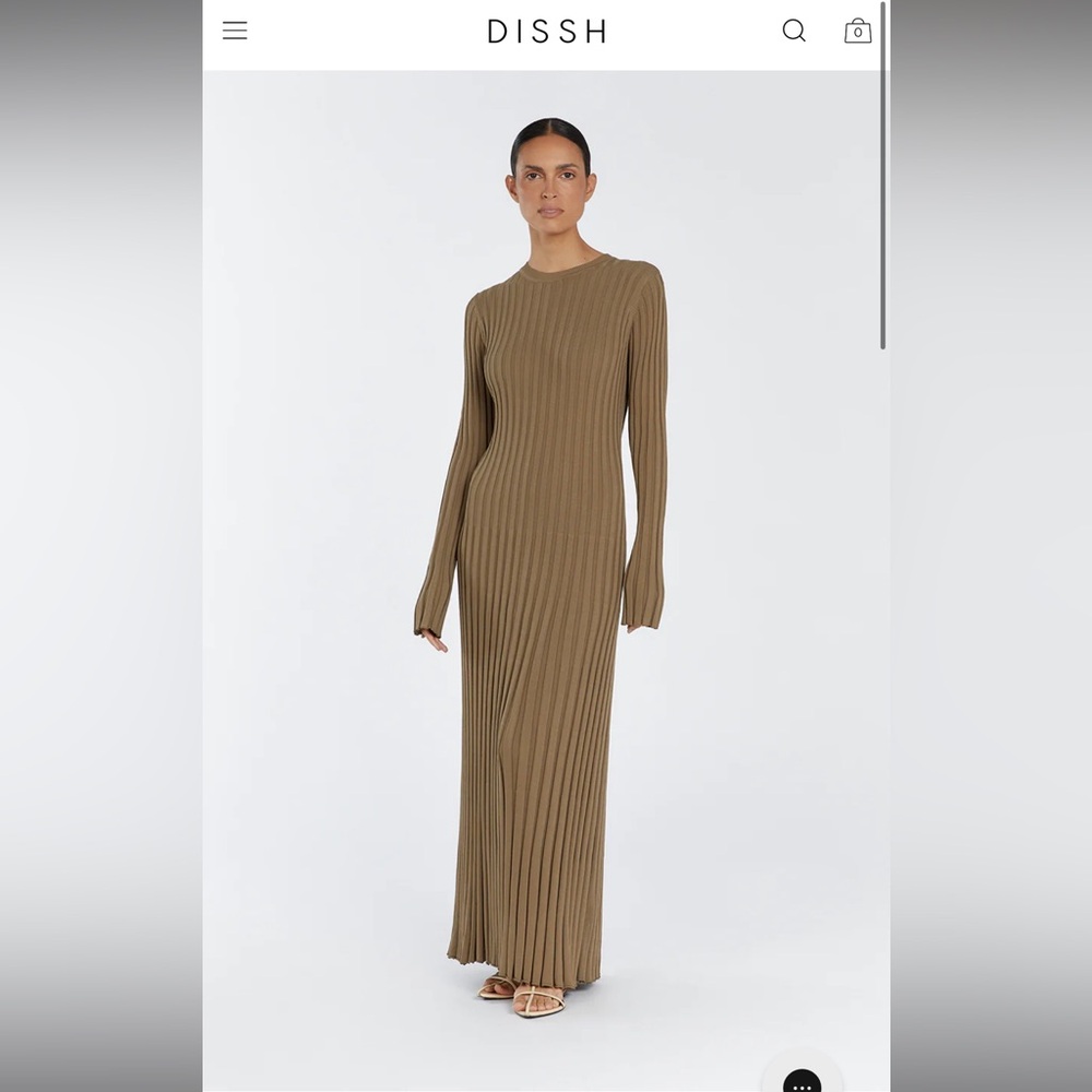 DISSH LONG SLEEVE MIDI DRESS IN KHAKI- sold out color!! Size medium NWT